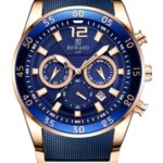 Erkek Kol Saati Quartz Takvimli Lacivert Kadran Çelik-Silikon Kordon Rose-Lacivert A141013