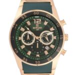 Erkek Kol Saati Quartz Takvimli Yeşil Kadran Çelik-Silikon Kordon Rose-Yeşil 45 mm A141017