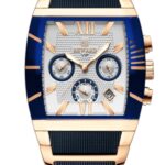 Erkek Kol Saati Quartz Takvimli Beyaz Kadran Çelik-Silikon Kordon Rose-Lacivert 45 mm A141106