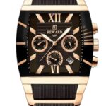 Erkek Kol Saati Quartz Takvimli Kahverengi Kadran Çelik-Silikon Kordon Siyah-Rose A141132