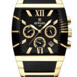 Erkek Kol Saati Quartz Takvimli Siyah Kadran Çelik-Silikon Kordon Siyah-Altın 45 mm A141136