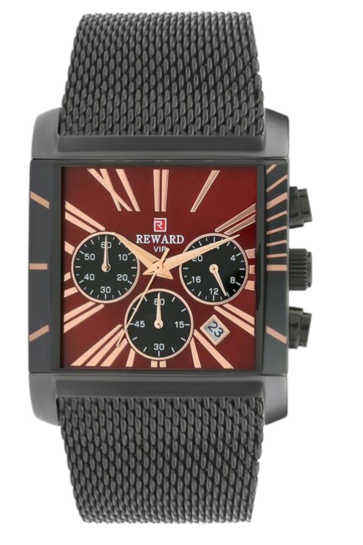 A141465 Erkek Kol Saati Quartz Takvimli Kırmızı Kadran Hasır Kordon Siyah 37 mm Hediyelik A141465 - Görsel 1