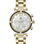 Kadın Kol Saati Quartz Takvimli Beyaz Kadran Çelik Kordon Altın 35 mm A142762