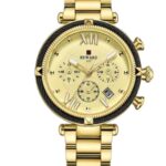 Kadın Kol Saati Quartz Takvimli Altın Kadran Çelik Kordon Altın 35 mm A142768