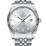 Erkek Kol Saati Quartz Takvimli Beyaz Kadran Çelik Kordon Gümüş 42 mm A144333