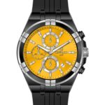 Erkek Kol Saati Quartz Takvimli Sarı Kadran Silikon Kordon Siyah 45 mm A145070