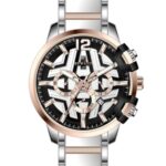 Erkek Kol Saati Quartz Takvimli Siyah Kadran Çelik Kordon Gümüş-Rose 50 mm A145935
