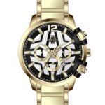 Erkek Kol Saati Quartz Takvimli Siyah Kadran Çelik Kordon Altın 50 mm A145939