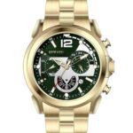 Erkek Kol Saati Quartz Takvimli Yeşil Kadran Çelik Kordon Altın 45 mm A145944