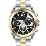 Erkek Kol Saati Quartz Takvimli Siyah Kadran Çelik Kordon Gümüş-Altın 45 mm Hediyelik A145949