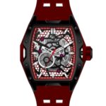 Erkek Kol Saati Otomatik Siyah Kadran Silikon Kordon Kırmızı 50 mm A146045