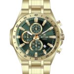Erkek Kol Saati Quartz Takvimli Yeşil Kadran Çelik Kordon Altın 47 mm A146115