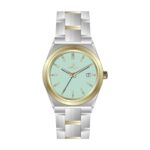 Kadın Kol Saati Quartz Takvimli Yeşil Kadran Çelik Kordon Gümüş-Altın 28 mm A146438