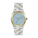 Kadın Kol Saati Quartz Takvimli Mavi Kadran Çelik Kordon Gümüş-Altın 28 mm A146439