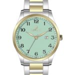 Erkek Kol Saati Quartz Takvimli Yeşil Kadran Çelik Kordon Gümüş-Altın 44 mm Hediyelik A146451