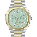 Erkek Kol Saati Quartz Takvimli Yeşil Kadran Çelik Kordon Altın-Gümüş 46 mm Hediyelik A146498