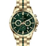 Erkek Kol Saati Quartz Takvimli Yeşil Kadran Çelik Kordon Altın 44 mm A146554
