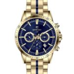 Erkek Kol Saati Quartz Takvimli Lacivert Kadran Çelik Kordon Altın 44 mm A146556