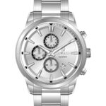 Erkek Kol Saati Quartz Takvimli Beyaz Kadran Çelik Kordon Gümüş 45 mm A146751