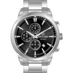 Erkek Kol Saati Quartz Takvimli Siyah Kadran Çelik Kordon Gümüş 45 mm A146752