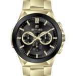 Erkek Kol Saati Quartz Takvimli Siyah Kadran Çelik Kordon Altın 44 mm A146827