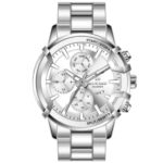 Erkek Kol Saati Quartz Takvimli Beyaz Kadran Çelik Kordon Gümüş 44 mm A146843
