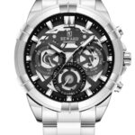 Erkek Kol Saati Quartz Takvimli Siyah Kadran Çelik Kordon Gümüş 47 mm A147169