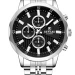 Erkek Kol Saati Quartz Takvimli Siyah Kadran Çelik Kordon Gümüş 45 mm Hediyelik A147171