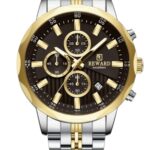 Erkek Kol Saati Quartz Takvimli Kahverengi Kadran Çelik Kordon Altın-Gümüş 45 mm A147175