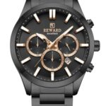 Erkek Kol Saati Quartz Takvimli Siyah-Rose Kadran Çelik Kordon Siyah 45 mm A147196