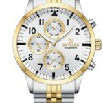 Erkek Kol Saati Quartz Takvimli Beyaz Kadran Çelik Kordon Gümüş-Altın 44 mm Hediyelik A147234