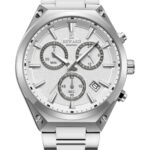 Erkek Kol Saati Quartz Takvimli Beyaz Kadran Çelik Kordon Gümüş 46 mm A147443