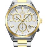 Erkek Kol Saati Quartz Takvimli Beyaz Kadran Çelik Kordon Altın-Gümüş 46 mm A147447