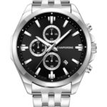 Erkek Kol Saati Çelik Kordon Analog Quartz Su Geçirmez Takvimli Klasik Şık Beyaz Kadran C002394