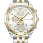 Erkek Kol Saati Çelik Kordon Analog Quartz Su Geçirmez Takvimli Klasik Şık Beyaz Kadran C002395