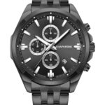 Hediyelik Orijinal Erkek Kol Saati, Sevgililer Günü Hediyesi, Çelik Kordon Siyah Kadran C002396